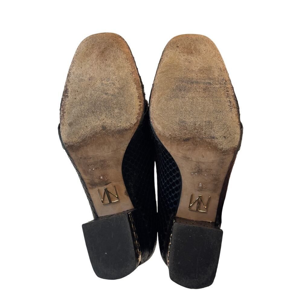 Tamara Mellon Black Embossed Leather Block Heel Loafers Size 36 Made in Italy - Picture 7 of 9